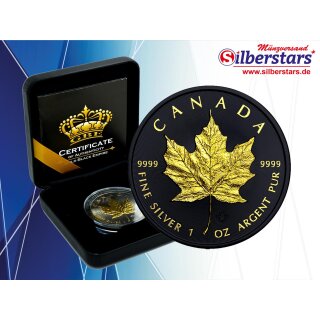 1 OZ Silber Maple Leaf 2018  Gold Black Empire Edition