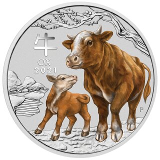 1 OZ Silver Ox 2021 Lunar III colored