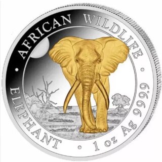 1 Unze Somalia Elefant 2025 gilded