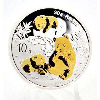 10 Yuan China Panda 2025 mit Goldapplikation